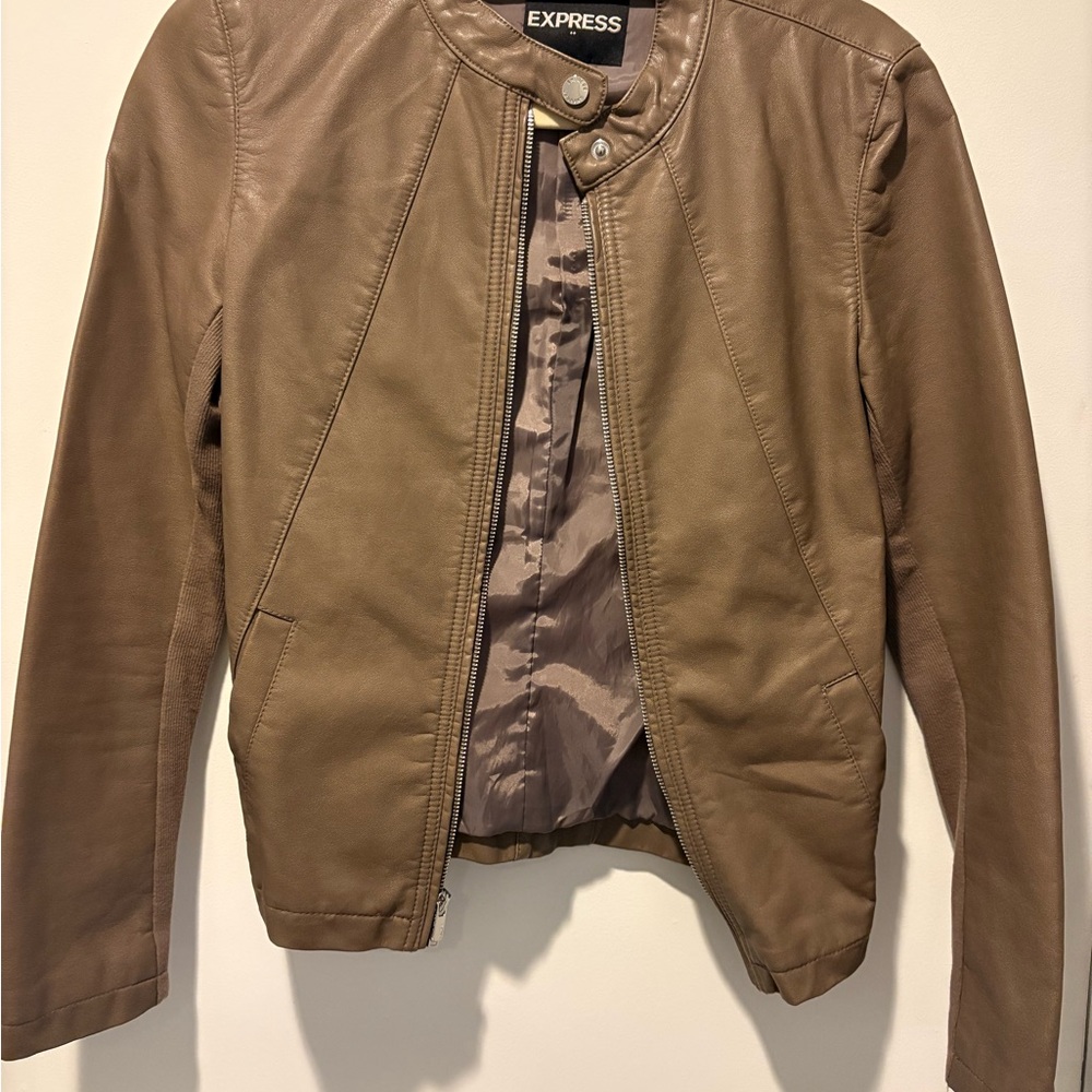 Express Taupe Leather Jacket